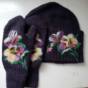 Anthropologie, troubadour hat and mitts